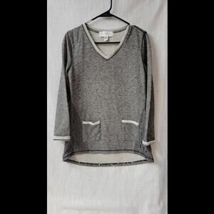 FRENCH LAUNDRY Grey lace Sweater Blouse sz M b12